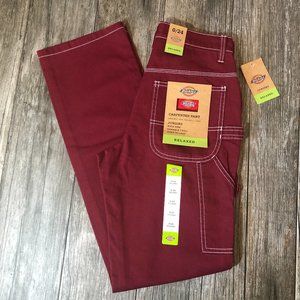 DICKIES Red Relaxed Fit Carpenter Pants NWT
